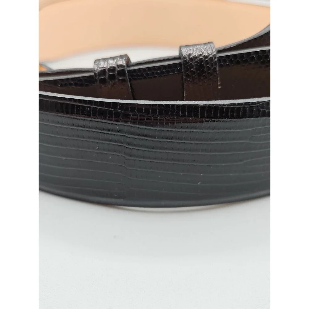 Hand Crafted Java Lizard Leather Belt Size 41 Black Brass USA Made Saddlebags